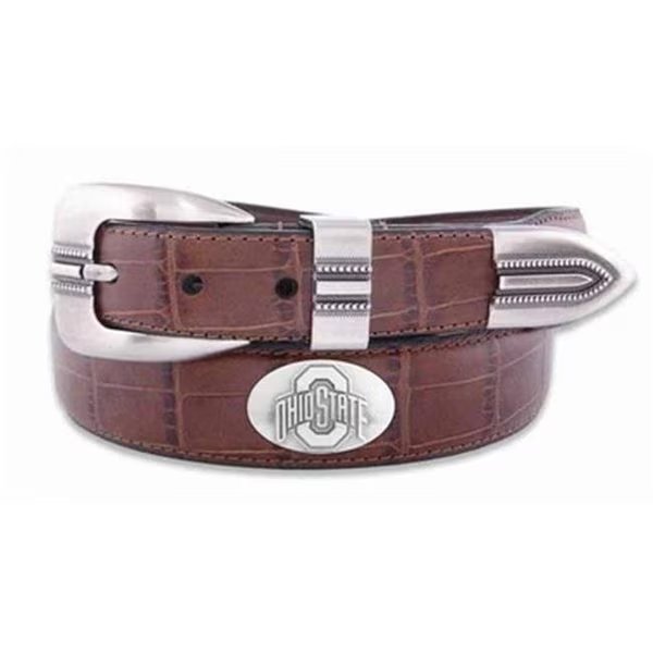 ZeppelinProducts OSU-BOLPTCRC-TAN-36 Ohio State Concho Croc Tan Leather Belt; 36 Waist, Zeppelinproducts, Mfr#: OSU-BOLPTCRC-TAN-36